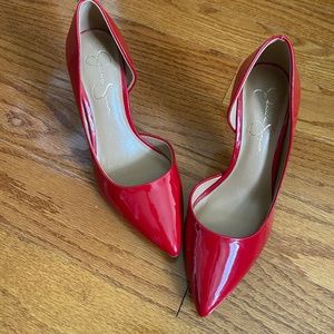 Red glossy heels Jessica Simpson